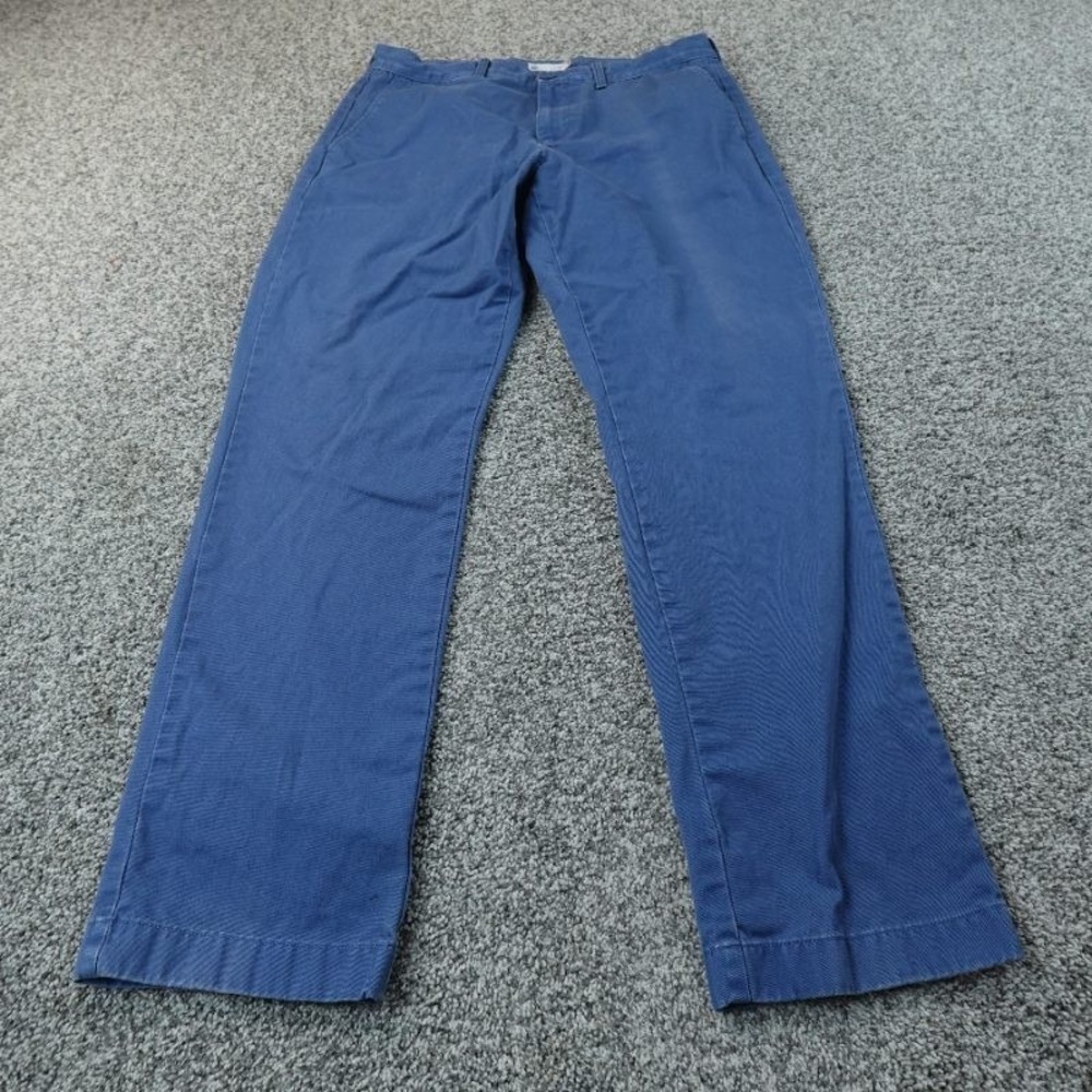 J Crew Pants Mens 33X32 Blue Chino Trouser Flat Front Casual Preppy Work Fade